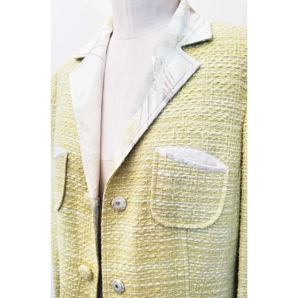 Sigrid Olsen Womens Long Jacket Sport Coat Orchid Moon Lime Green Cotton 10 NWT